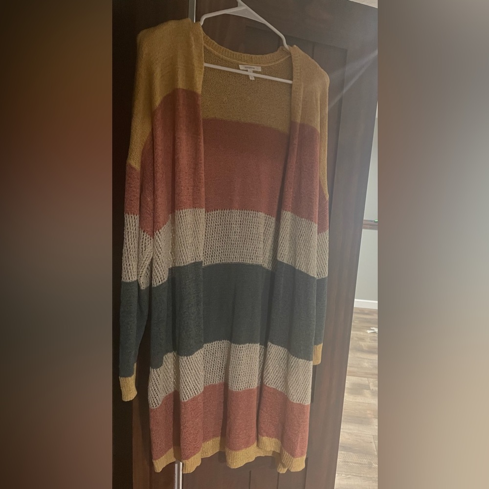 Maurices plus size 2 striped open cardigan